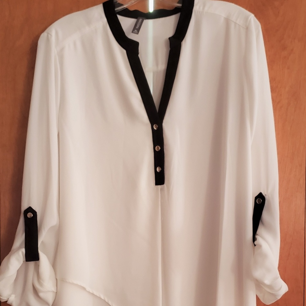 Massini White Satin with Black Trim - Size XL  - L